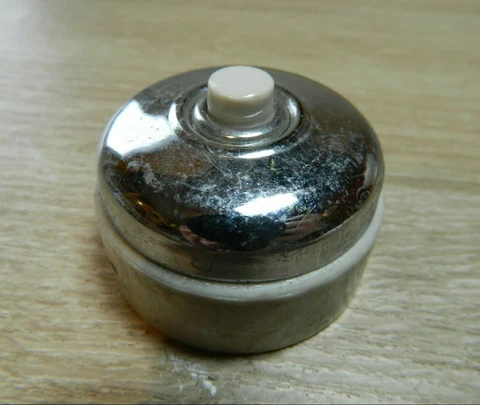Vintage French Doorbell Chrome & Ceramic 2" diameter Cover