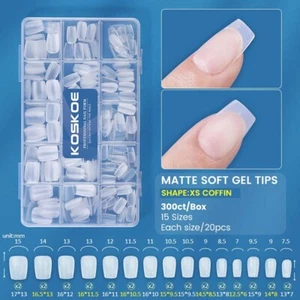 300pcs Matte Soft Gel Tips Manicure Fake False Nails Extension Soft Nails Set - Picture 1 of 17