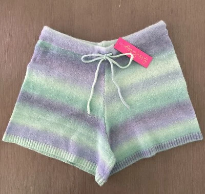 NUEVO CON ETIQUETAS LILLY PULITZER Wanetta Suéter Pantalones Cortos Grande Surf Azul Tinte Espacial Precio de venta sugerido por el fabricante $118 Foto 1 de 4