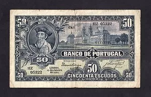 F.C. PORTUGAL, 50 ESCUDOS 1925, MBC- (VF- ) DIRTY, P.136 . - Picture 1 of 2