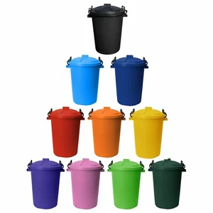 Large Plastic Dustbins With Lids 50 Litre Kitchen Bin Garden Waste Storage Unit - Picture 1 of 22
