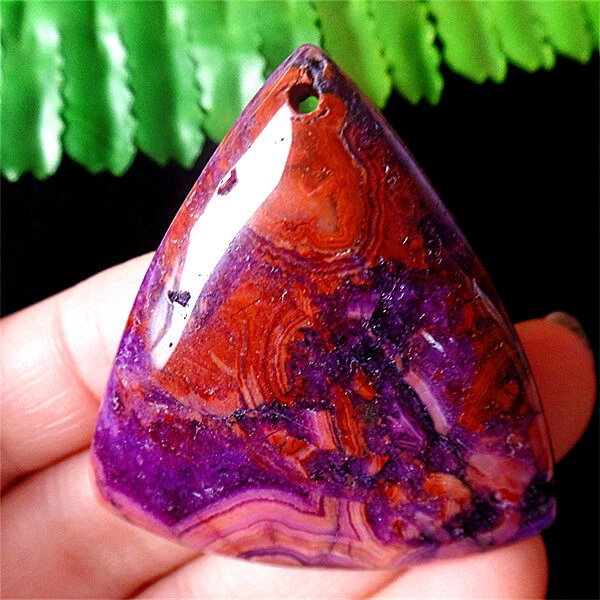 46x43x7mm Púrpura Encaje Loco Ágata Triángulo Reiki Curación Colgante Cuentas EA87589 Foto 1 de 3