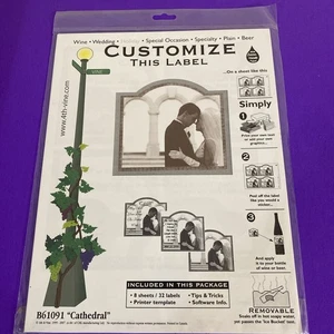 4th & Vine Wine Beer Bottle Labels B61091 Cathedral 8 Sheets/32 Removable - Picture 1 of 6