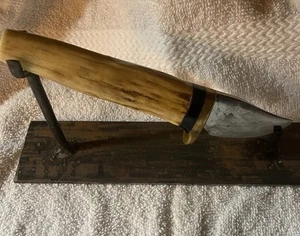 Very Nice Handmade Skinning knife Vintage antler handle unknown maker - Picture 1 of 10