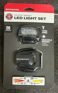 JUEGO DE FAROS Y LUCES TRASERAS LED Schwinn 26 Lúmenes ENVOLTURA RÁPIDA - NUEVO - Imagen 1 de 5