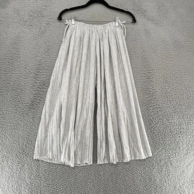 Zara Pants Girls 10 Gray Crinkle Pleated Culottes Palazzo Wide Leg Elastic Waist - Image 1 of 4