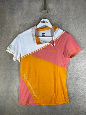 The North Face Polo Top Size L Womens Orange White Logo Short Sleeve - image 1 of 4