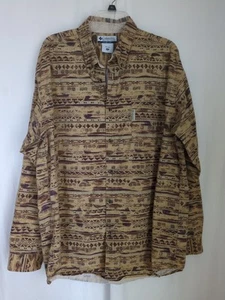 Vintage Columbia Aztec Chamois Shirt Mens XL Brown Geometric Southwestern - Picture 1 of 10
