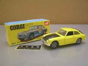 Corgi Toys 345 MGC GT light yellow in rare box + unused decal sheet NMIB+ Superb - Imagen 1 de 12