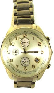 Ladies Fossil Watch Tachymeter Dean Gold Tone Analog Chronograph Date FS 4402 - Picture 1 of 6