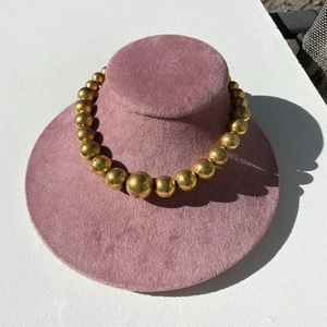 Antique Brass Beads Strung /Chain Screw Clasp Petite Graduating Beads Necklace - Picture 1 of 8