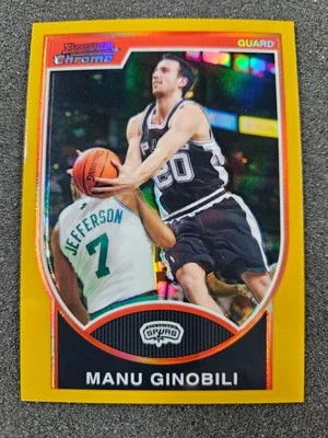 🌟 2007-08 Bowman Chrome Gold Refractor #51 Manu Ginobili /99 - Image 1 of 2