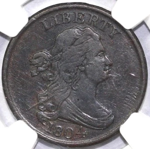 1804 1/2c C-5 Spiked Chin Draped Bust Half Cent NGC XF 40 - Picture 1 of 5