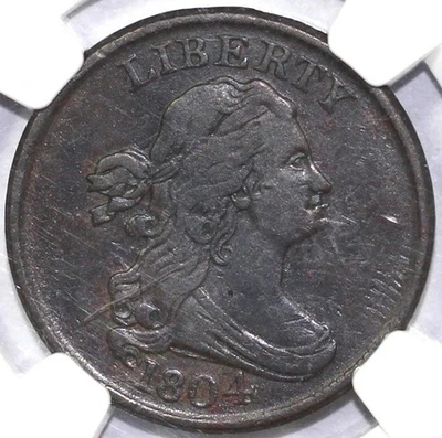 1804 1/2c C-5 Spiked Chin Draped Bust Half Cent NGC XF 40 - Image 1 of 4