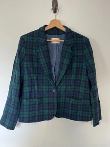 Pendleton Blazer Womens 16 Green Blue Check 100% Virgin Wool Made in USA Vintage - Picture 1 of 17
