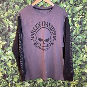Camiseta Harley Davidson con logotipo de calavera manga larga gris oscuro negra para hombre talla L 99091 - Imagen 1 de 10