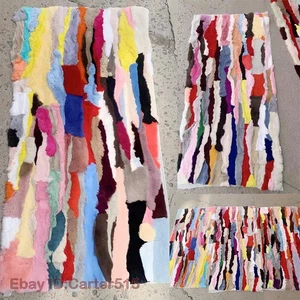 100% Real Natural Rex Rabbit Fur Blanket Multicolr Warm Carpet Coat Material - Picture 1 of 7