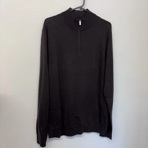 Simon Carter Jumper Size XL Chocolate Brown 1/4 Zip 100% Merino Wool New - Picture 1 of 12