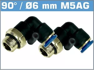 2 x Raccordo a vite 90°, girevole Ø 6 mm M5 AG - Foto 1 di 1