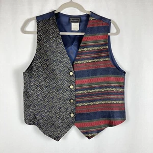 Vintage Anxiety Vest Medium USA Navy Red Stripe Paisley Waistcoat Women's - Picture 1 of 7