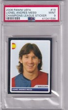 2006 Panini UEFA No. 19 Lionel Andres Messi Champions League Sticker PSA 9