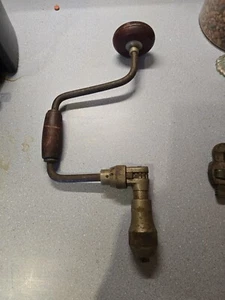 Vintage, Antique, Hand Crank Drill with BEAUTIFUL Wood Handles Made in U.S.A. - Picture 1 of 6