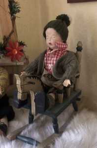 Heubach Porzellan Seltener Puppen Junge Mit Schaukelpferd Repro Top Zustand - Bild 1 von 13