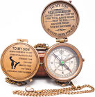 2.5" Engraved Brass Compass Gift Leather case to My Son Personalized for Son