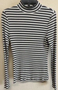 Karen Millen gestreiftes Langarmshirt Stehkragen Größe 8/M grau creme - Bild 1 von 10