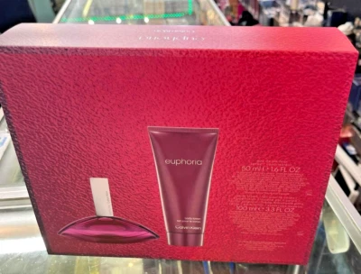 Calvin Klein 2 Peças 1.6 3.3 oz/50 100 ml Euphoria CONJUNTO PRESENTE Feminino CAIXA NOVA - Imagem 1 de 2
