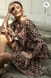 Miss June Paris Women’s ‘Bungala’ Jungle Peach Smock Dress Tassels OSFA RRP $399 - Picture 1 of 4