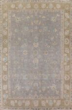 Semi-antique Floral Traditional 9x13 Muted Area Rug Handmade Wool Gray Carpet