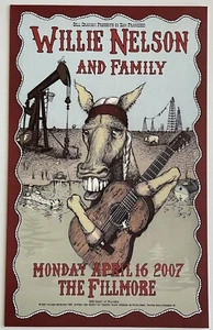 Willie Nelson 2007 Fillmore San Francisco Konzertposter 11 x 17 gerahmt - Bild 1 von 2