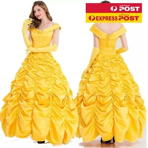 Beauty and the Beast Princess Belle Long Gown Dress Fancy Costume Party M XL - Picture 1 of 13