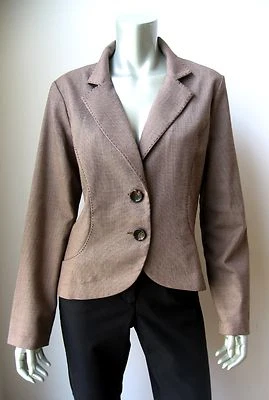 Blazer Studio 1940 NUEVO Marrón Texturizado Sin Forro Volantes Espalda Manga Larga 2 Botones L Foto 1 de 4