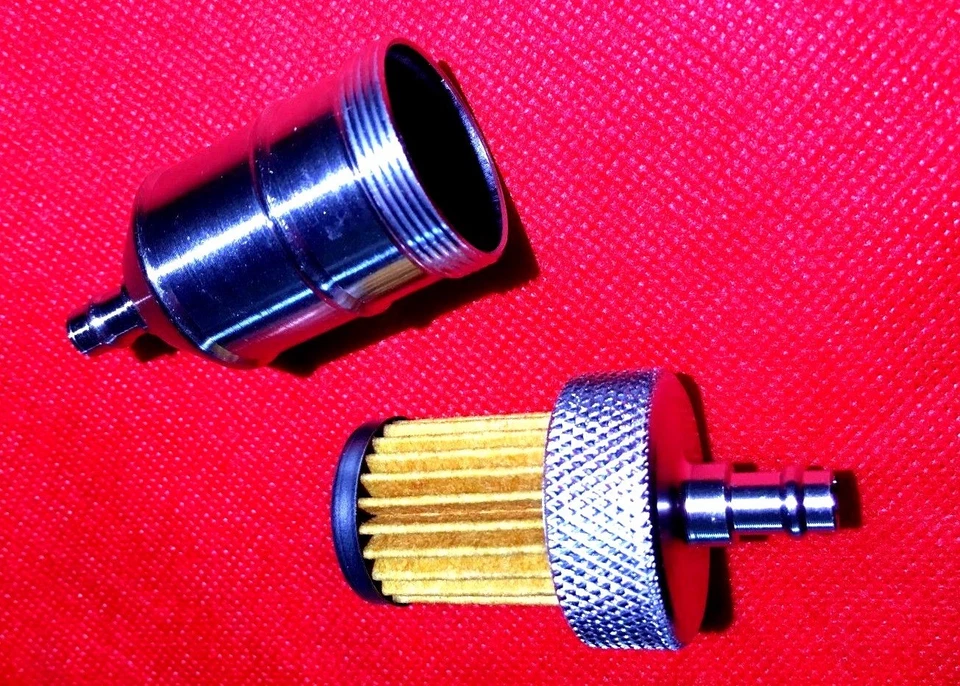 SILVER ALUMINUM FUEL FILTER REUSABLE WASHABLE ELEMENT FOR HONDA 1/4" 5/16" NEW - Image 1 of 2