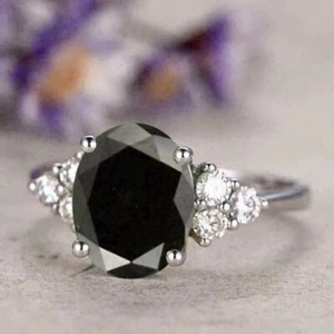 5 Ct Black Diamond Oval Shape Ring Great AAA Certified ! Birthday Gift - Picture 1 of 5