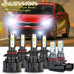 For KIA FORTE 2019 2020 9005 H7 LED Headlight Bulbs Hi / Lo + 9145 Fog Light Kit - Picture 1 of 12