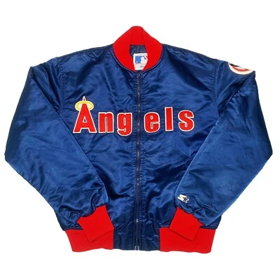 Chaqueta de satén de colección rara MLB California Angels Starter. Hombre Grande Foto 1 de 4
