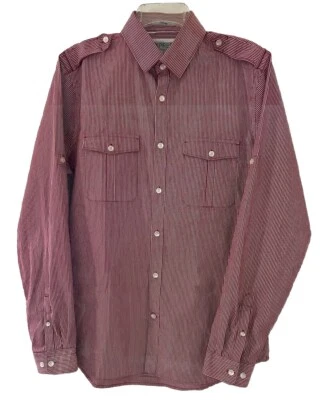 Camisa Express para hombre roja y blanca ajustada con botones talla mediana 15-15,5 Foto 1 de 4