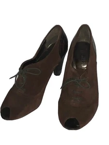 Tacones vintage de cuero marrón níquel para mujer talla 9,5 - Imagen 1 de 8