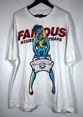 FAMOUS STARS AND STRAPS White T-shirt GHETTO BLASTER DJ MEGAN DANIELS Size 2XL - Изображение 1 из 4