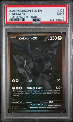 2025 POKEMON BLK EN-BLACK BOLT BLACK WHITE RARE #172 ZEKROM EX PSA 9  - Image 1 of 4