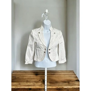 White House Black Market Cream Raw Hem Structured Blazer 00 WHBM - Picture 1 of 5