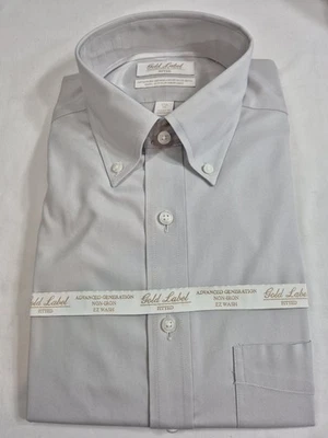 Roundtree Yorke Gold Label Men's  Shirt Size 15.5 35 Grey Fitted Pinpoint NWT 43 - Image 1 of 4
