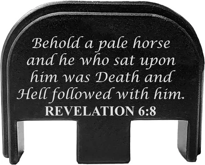 BASTION GLOCK REAR SLIDE BACK COVER PLATE Model 17-45 Gen 1-5 Bible Verse Revelation 6:8