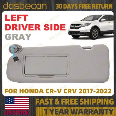 Left Driver Side Gray Sun Visor With Mirror Light For Honda CR-V CRV 2017-2022 - Image 1 of 4