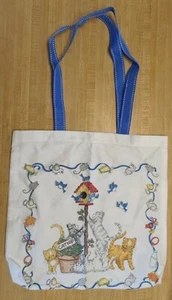 Cat Lovers Tote Bag New Light Canvas/Linen Printed Handmade Shoulder Book Craft - Picture 1 of 3
