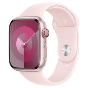 Apple Watch Series 9 45mm (komórkowy) Aluminium Różowy M/L Różowy pasek sportowy - Dobry - Zdjęcie 1 z 2