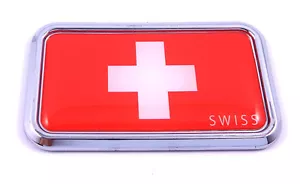 Switzerland Swiss rectanguglar Chrome Emblem 3D Car Decal Sticker 3"x1.75" - Imagen 1 de 2